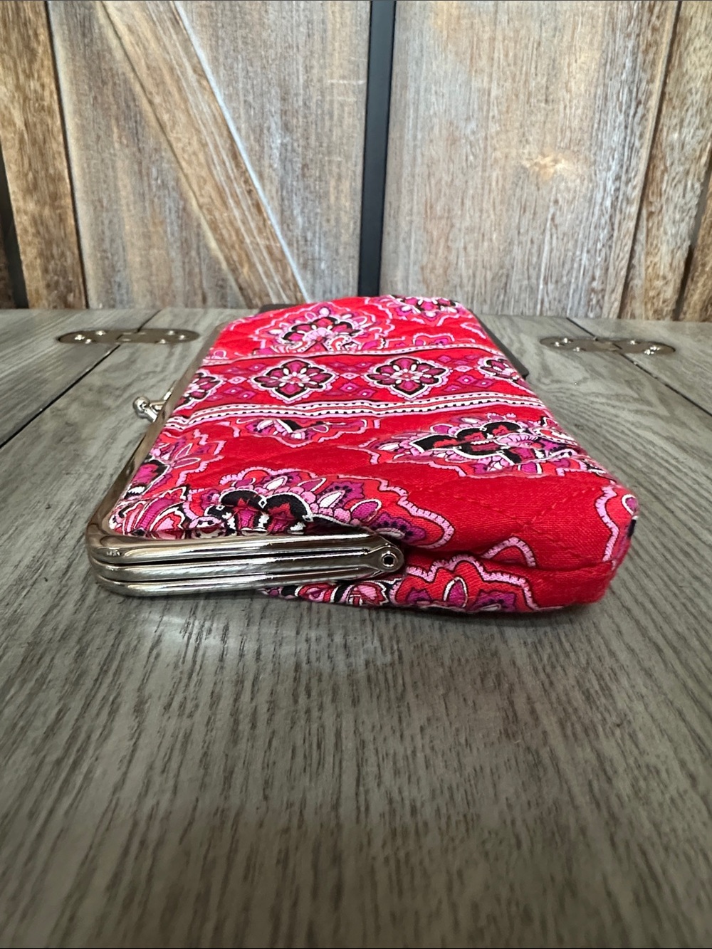 Vera Bradley Frankly Scarlet Quilted Wallet with Silver Kiss Lock - Picture 4 of 12